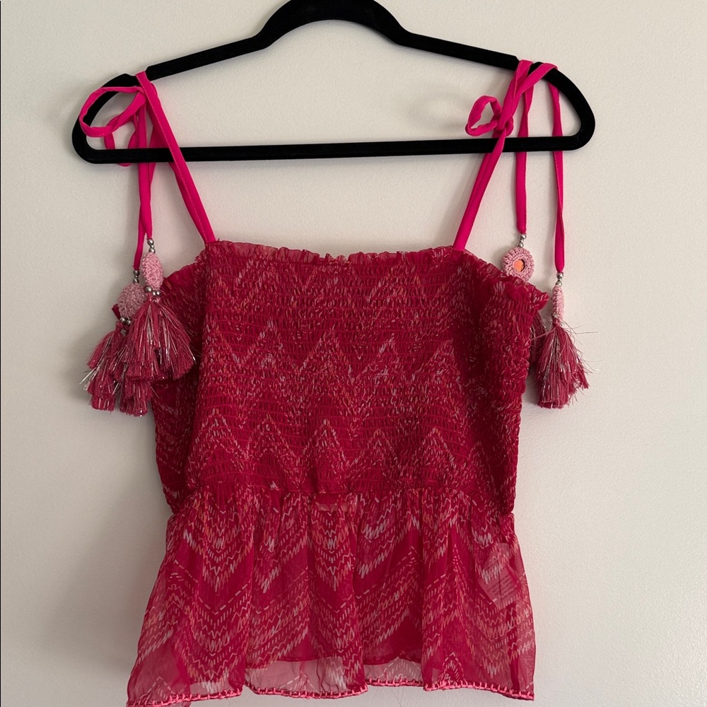 Ramy Brook Pink Camisole with Tassel Details